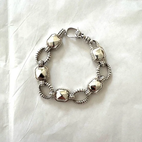 LAGOS Sterling Silver Rocks Station Link Bracelet - Picture 1 of 11